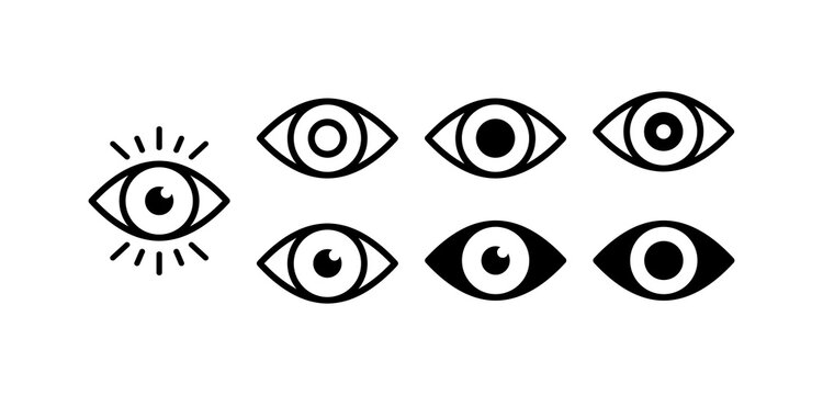 Human eye icons set. silhouette black. look, view, eye icon. Vector