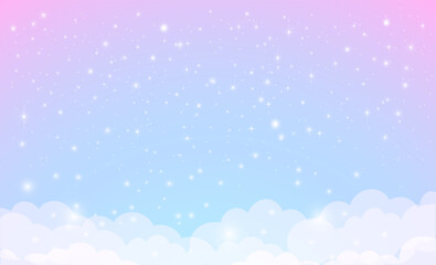 Fantastic background of blue and pink sky.