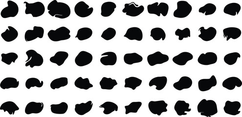 Hand Drawn Organic Shapes Liquid and fluid shape Black symbol Black color 50 Set