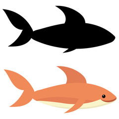 sea fish on a white background with a silhouette