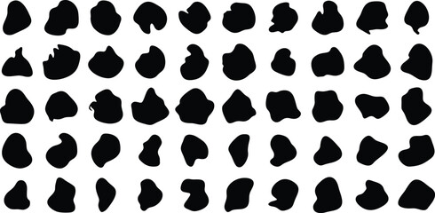 Fototapeta premium Hand Drawn Organic Shapes Liquid and fluid shape Black symbol Black color 50 Set