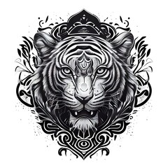 Tiger, black white AI Generative