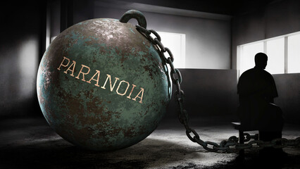 Paranoia and intimate, silent and lonely suffering human soul. Separated from the world in it's own pain and alienation.,3d illustration