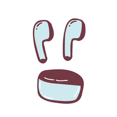 white wireless headphones for smartphone doodle