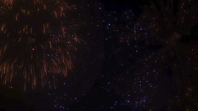 Real Fireworks display celebration.Colorful Firework in 4K resolution for New Year. More elements in our portfolio.
