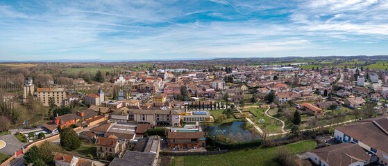 Vue aérienne de Vonnas, commune de l'Ain, Auvergne-Rhône-Alpes, France