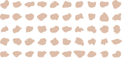 Hand Drawn Organic Shapes Liquid and fluid shape Black symbol Brown color 50 Set