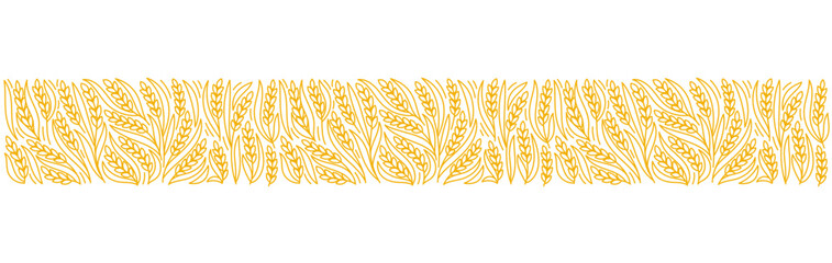 Line ornament for bakery. Spikelets and ears of wheat, rye or barley. Editable outline stroke. Vector line.