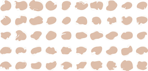 Hand Drawn Organic Shapes Liquid and fluid shape Black symbol Brown color 50 Set