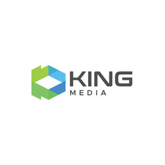 Minimalist Simple Abstract KING MEDIA logo design