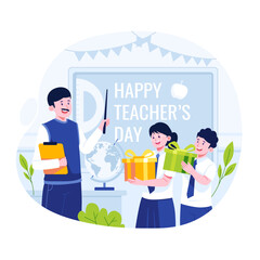 Happy teacher's day flat illustration