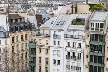 Paris, typical buildings in the Marais, view from the Pompidou center - obrazy, fototapety, plakaty