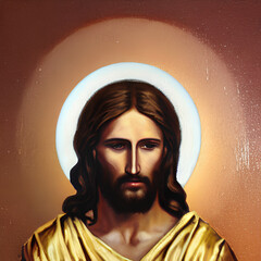It is a beautiful image of Jesus Christ. Generative AI
