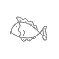 Fish Line Icon, Fish outline,  Doodle Fish