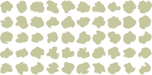 Hand Drawn Organic Shapes Liquid and fluid shape Black symbol Green color 50 Set