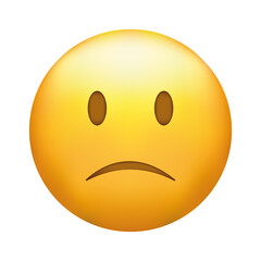 Confused emoji. Nonplussed emoticon with frowned lips