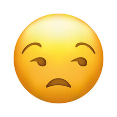 Unamused emoji. Meh emoticon, dissatisfied yellow face.