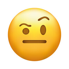 Raised eyebrow emoji. Skeptical emoticon.