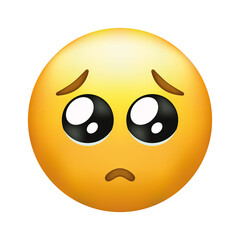 Pleading face emoji. Yellow face emoji with a small frown, and large eyes, as if begging or pleading.Popular chat elements.