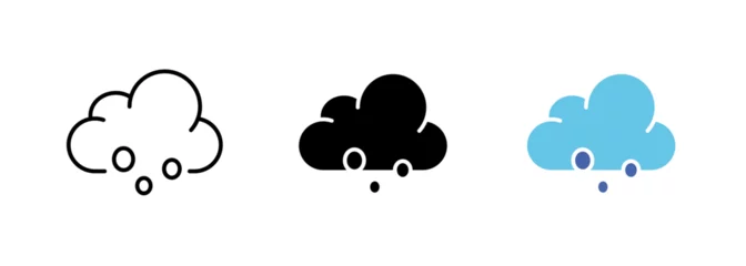 Fotobehang A depiction of rain clouds, symbolizing the arrival of precipitation. The image evokes feelings of freshness and renewal. Vector set of icons in line, black and colorful styles isolated. © Anastasia