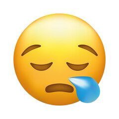 Crying emoji. Sad emoticon face with tear drop.