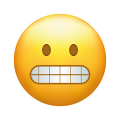 Grimacing emoji. Awkward emoticon with clenched teeth