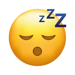 Sleeping emoji. Snoring emoticon, Zzz yellow face with closed eyes