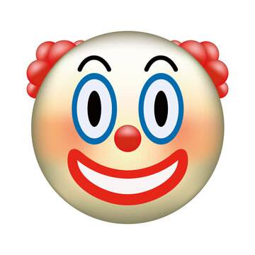 Circus clown emoji. Emoticon with red nose, funny face
