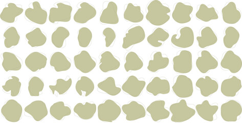 Hand Drawn Organic Shapes Liquid and fluid shape Black symbol Green color 50 Set