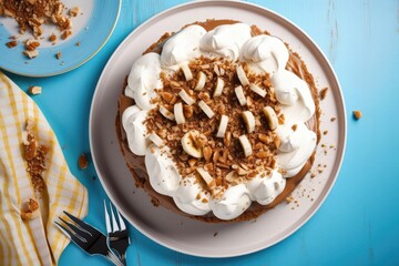 Irresistible Banoffee Pie, Showcasing Beige and Golden Tones of this Decadent British Dessert, created with Generative AI technology