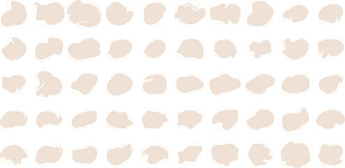 Hand Drawn Organic Shapes Liquid and fluid shape Black symbol Beige color 50 Set