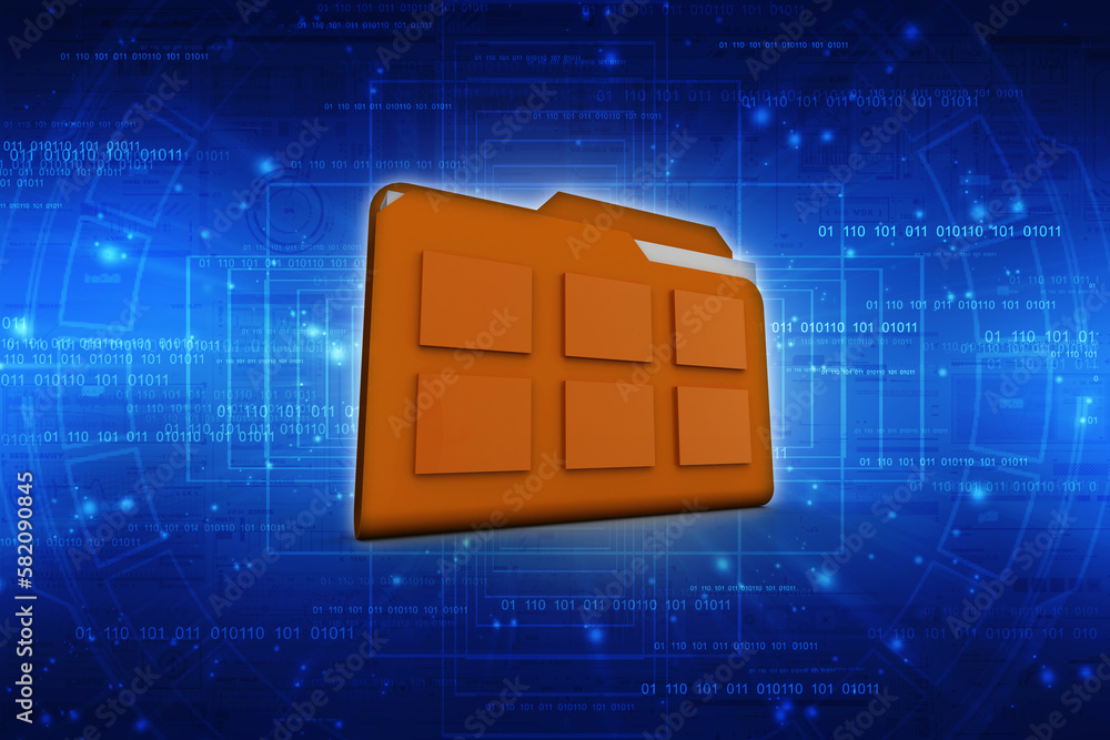 Poster 3d rendering folder with documents