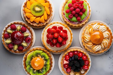 Exquisite Fruit Tart, Showcasing Various Colors, a Sumptuous Dessert Bursting with Vibrant Fruit Flavors, created with Generative AI technology