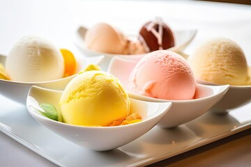 Assorted Gelato, Showcasing Various Colors, a Refreshing Italian Frozen Dessert for a Warm Day, created with Generative AI technology