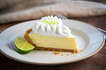 Tangy Key Lime Pie, Featuring Green and Creamy Tones, a Refreshing Citrus-Based American Dessert, created with Generative AI technology