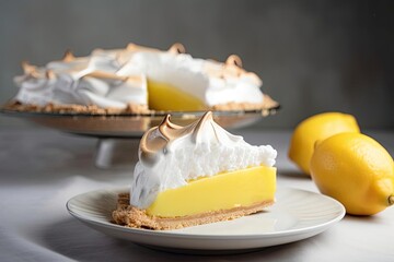 Luscious Lemon Meringue Pie, Showcasing a Golden Brown Meringue and Tangy Filling, created with Generative AI technology