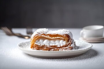 Classic Napoleon Pastry, a Composition Showcasing Beige Tones and Delicate Layers, created with Generative AI technology