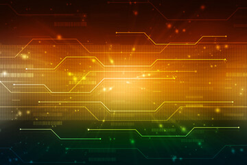 2d illustration Abstract futuristic electronic circuit technology background