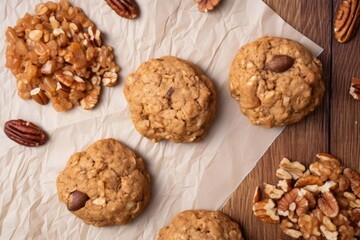 Wholesome Oatmeal Cookies, Featuring Beige Tones and Rustic Textures, created with Generative AI technology