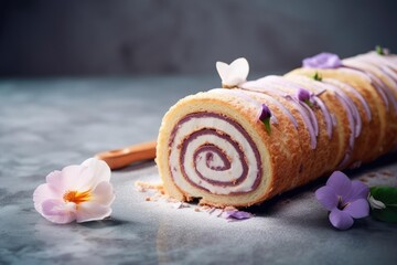 Obraz na płótnie Canvas Colorful Swiss Roll, Showcasing Various Colors and Patterns, created with Generative AI technology