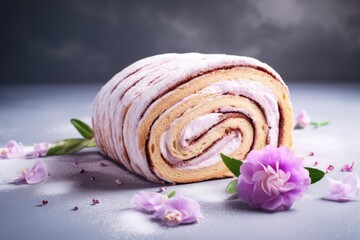 Fototapeta na wymiar Colorful Swiss Roll, Showcasing Various Colors and Patterns, created with Generative AI technology