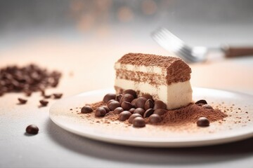 Authentic Tiramisu, Featuring Beige and Cocoa Colors, created with Generative AI technology