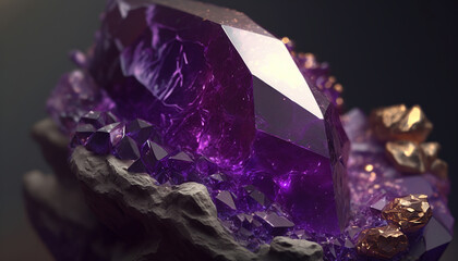 Amethyst crystals close-up - generative ai