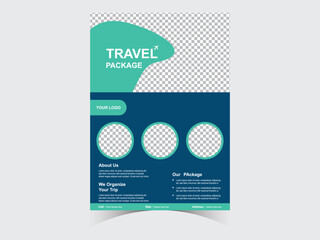 Travel business promotion web banner template design for Flyer Design. Travelling, tourism or summer holiday tour online marketing flyer, post or poster with abstract graphic background and logo
