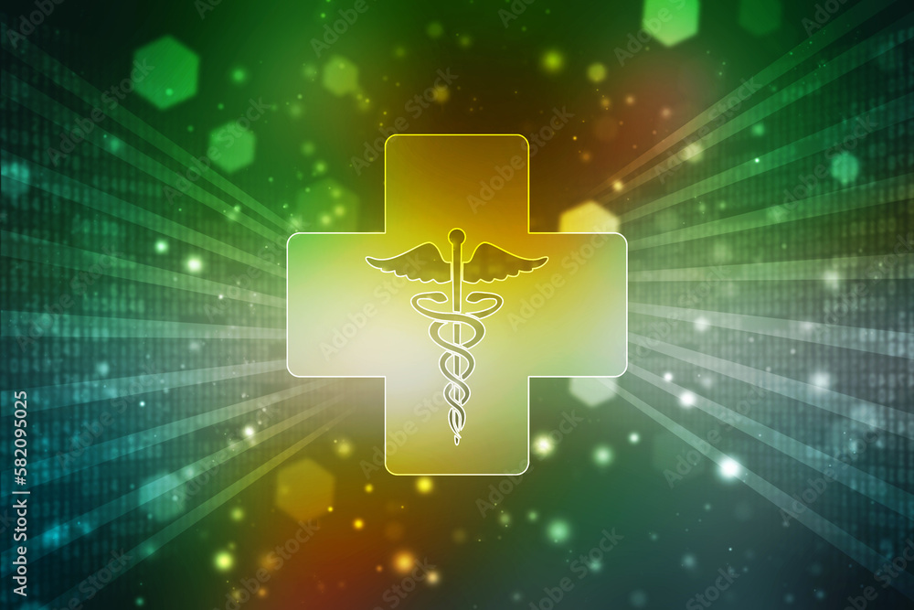 Poster 2d illustration caduceus medical symbol