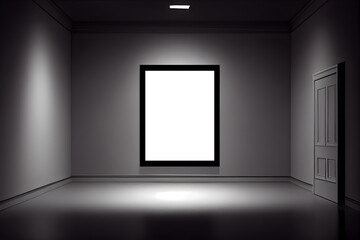 Blank picture frame in the empty room. Mockup, AI Generative