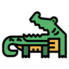 crocodile filled outline icon style