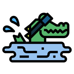 crocodile filled outline icon style