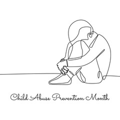 single line art of child abuse prevention month good for child abuse prevention month celebrate. line art. illustration.