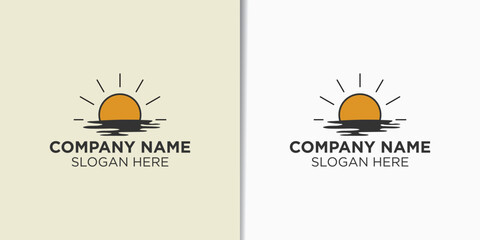 summer and beach vintage logo design vector, holidays logo design template